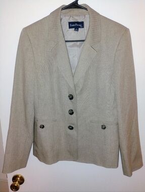 Evan Picone Beige-Tone Tailored Blazer Jacket
